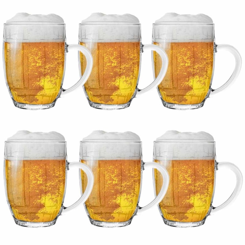 Kufle do piwa wysoki Florina Porter 500 ml z uchem szklany zestaw 6 sztuk