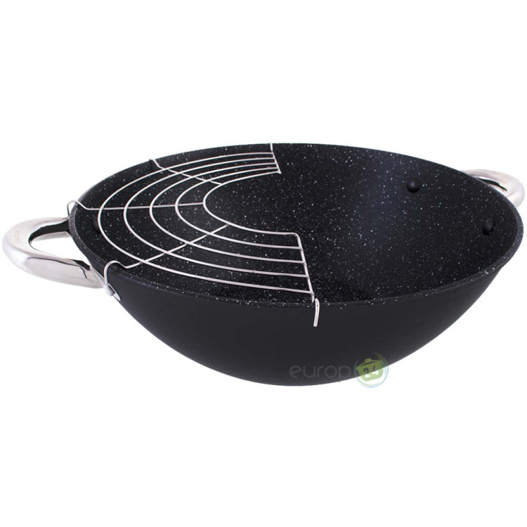 Patelnia wok indukcja/gaz Kamille 4806MR żeliwna 28cm z pokrywką i sztućcami Patelnia wok indukcja/gaz Kamille 4806MR żeliwna 28cm z pokrywką i sztućcami