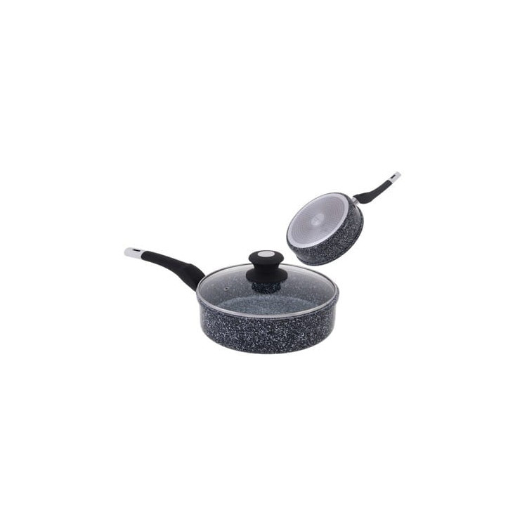 Patelnia z pokrywką 28 cm granitowa głęboka EdelHoff EH 6140 indukcja