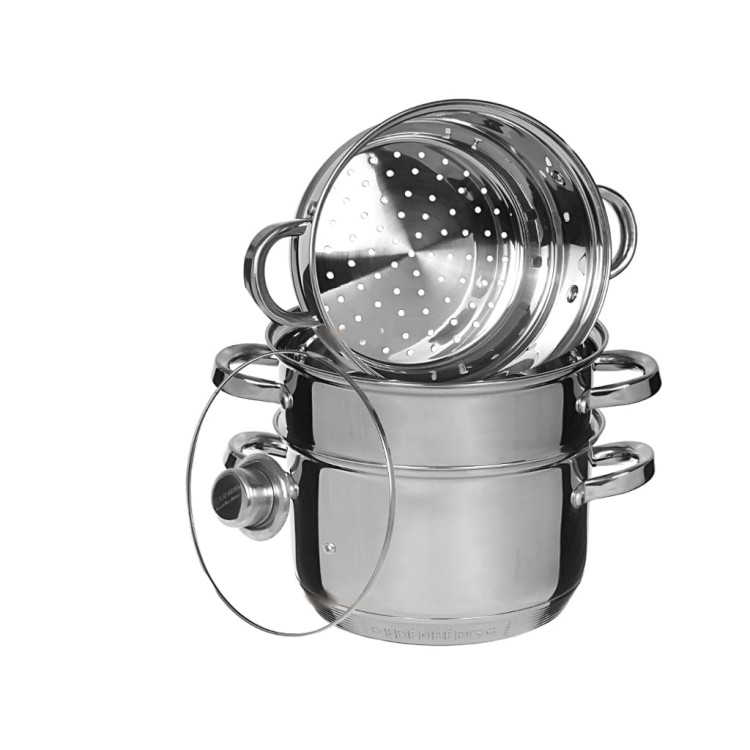 Garnek do gotowania na parze Edenberg EB 8902 parowar stalowy 18 cm dwupoziomowy