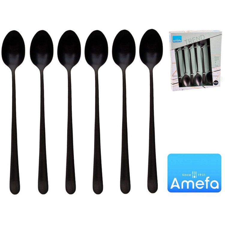 Łyżeczki do latte Amefa 1410 Holenderskie Trend 6 sztuk komplet dla 6 osób czarne