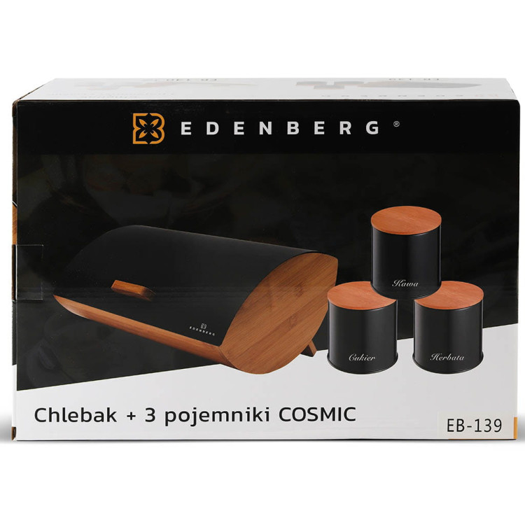 Chlebak drewniany Krisberg KR 2623 czarny pojemnik na pieczywo metalowa pokrywa w zestawie z pojemnikami Chlebak drewniany Krisberg KR 2623 czarny pojemnik na pieczywo metalowa pokrywa w zestawie z pojemnikami
