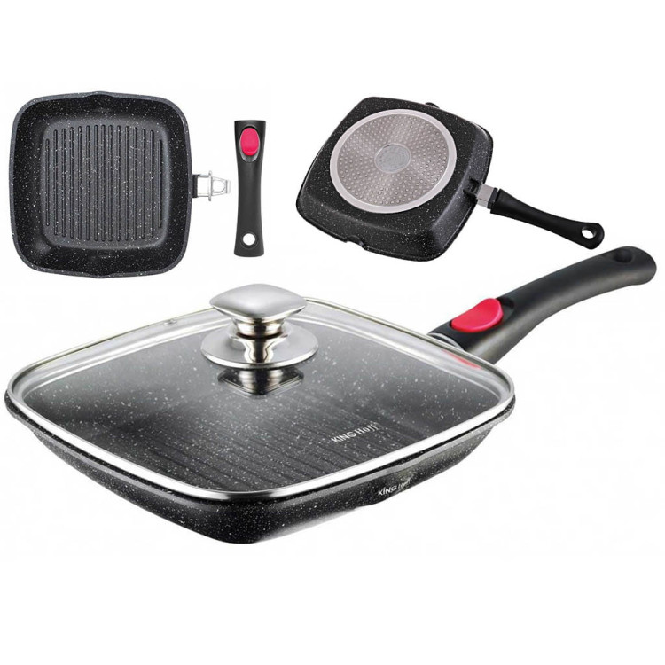 Patelnia granitowa grillowa Kinghoff KH 1510 24x24 kwadratowa