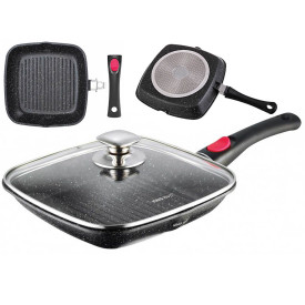 Patelnia kwadratowa granitowa grillowa Kinghoff KH 1511 28x28