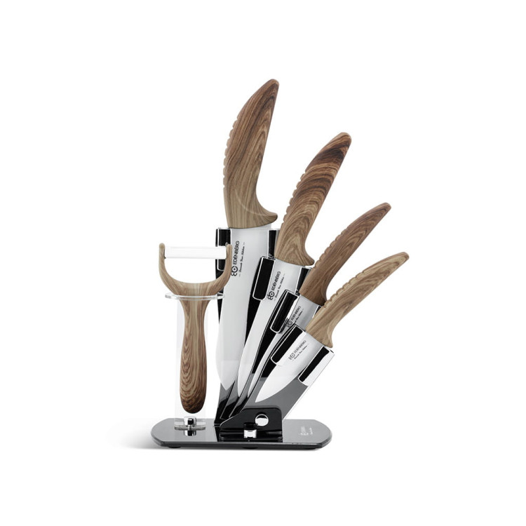 Noże ceramiczne Edenberg EB 7751 kuchenne z obieraczką 4 noże w kolorze drewna Noże ceramiczne Edenberg EB 7751 kuchenne z obieraczką 4 noże w kolorze drewna