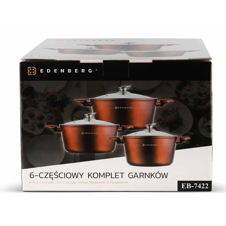Garnki marmurowe Edenberg EB 7422 Indukcja zestaw garnków Garnki marmurowe Edenberg EB 7422 Indukcja zestaw garnków