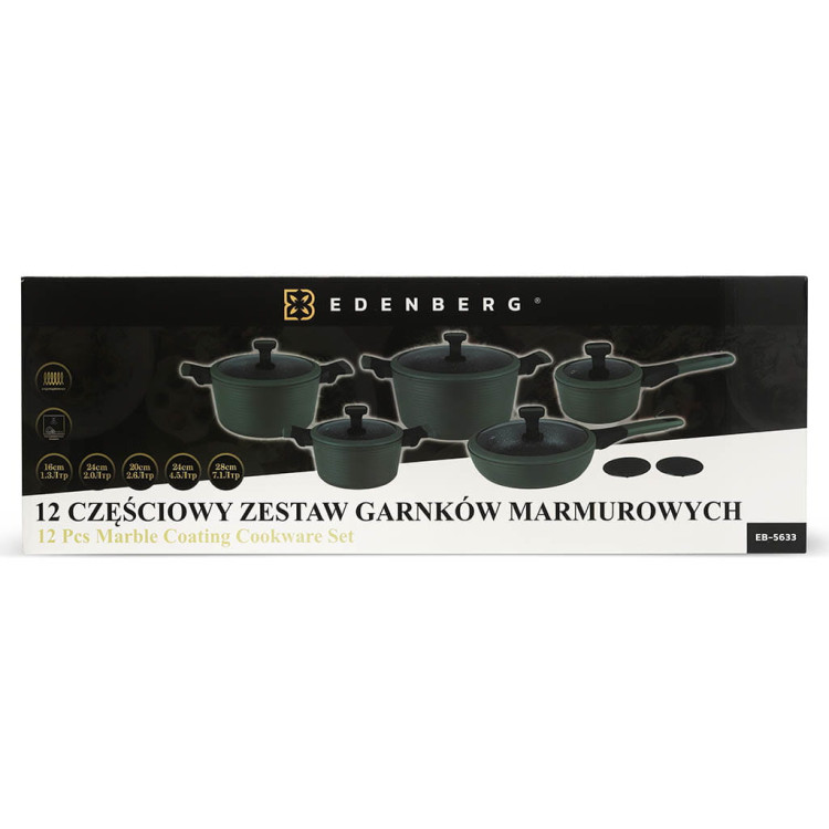 Garnki marmurowe na indukcję Edenberg EB 5633 + noże Garnki marmurowe na indukcję Edenberg EB 5633 + noże