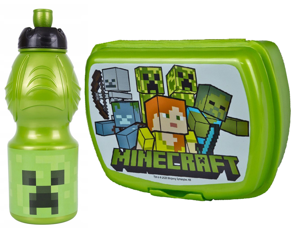 Zestaw śniadaniowy MINECRAFT dla dzieci bidon pojemnik