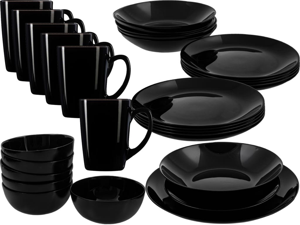 Serwis obiadowy Diwali Noir Czarny 30 el