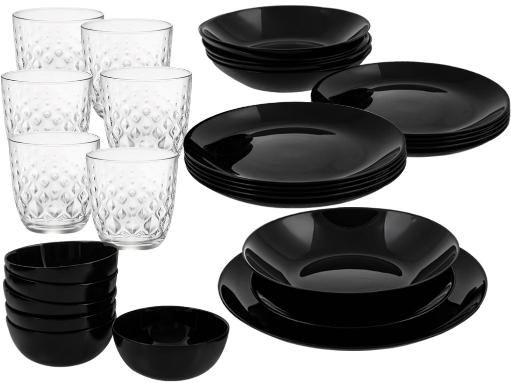 Serwis obiadowy Diwali Noir Czarny 30 el