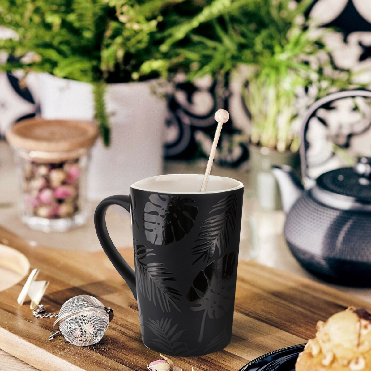 Zestaw 6 kubków czarnych Bianco porcelana