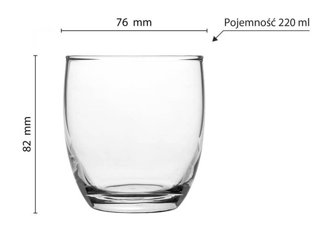Szklanki 220 ml zestaw 6 sztuk