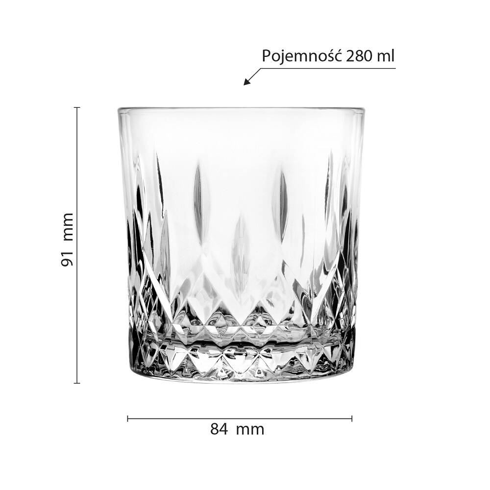 Szklanki do whisky 280 ml zestaw 6 sztuk