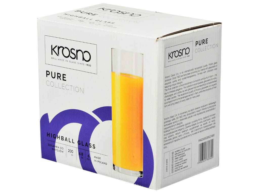 Szklanki Krosno Pure 200 ml - pudełko