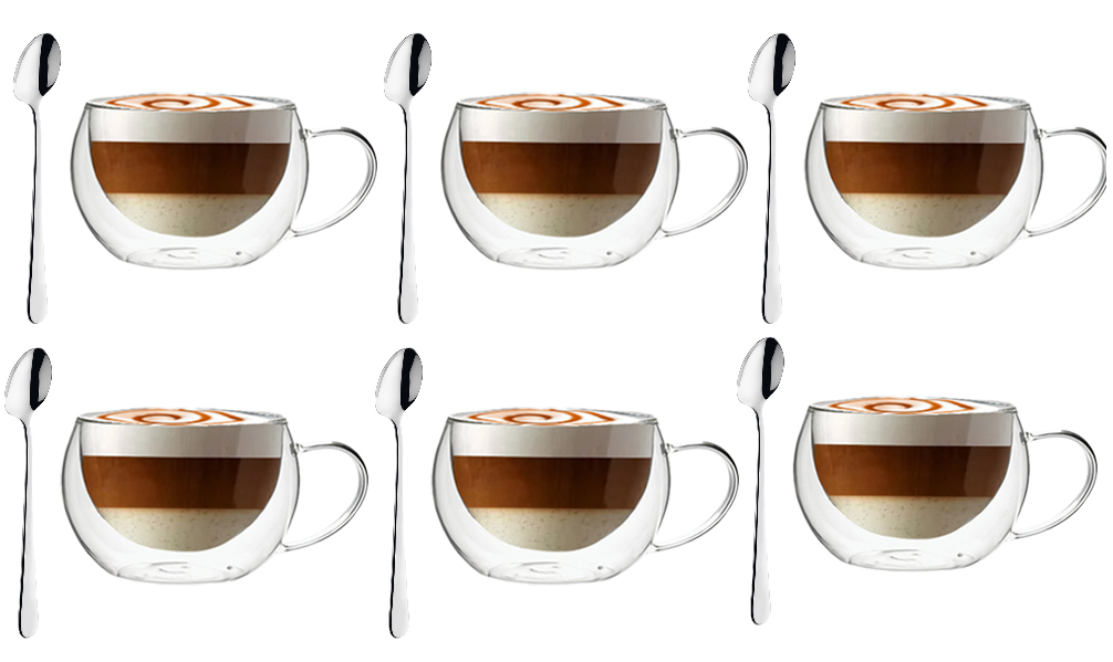 Szklanki termiczne do kawy 270 ml latte zestaw 6 szt szklanek