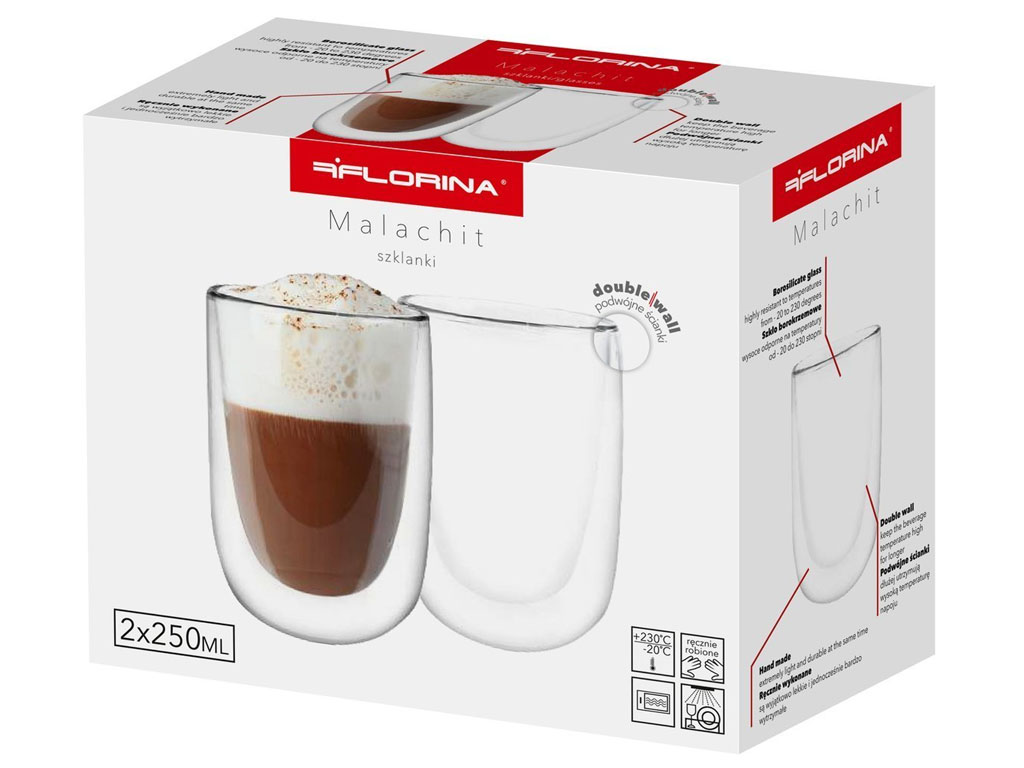 Szklanki termiczne 250 ml zestaw 2 szklanek
