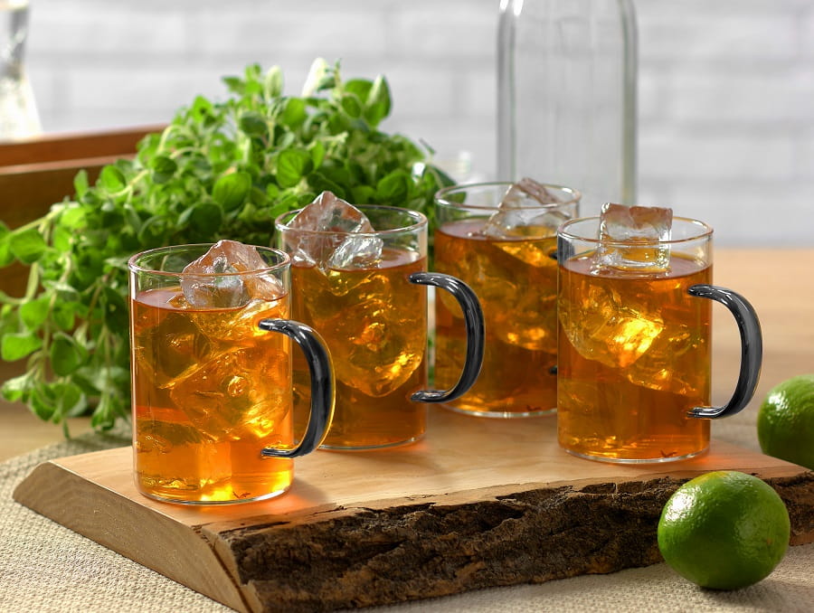 Zestaw szklanek żaroodpornych RENZA 4x 300ml z czarną rączką MGHOME