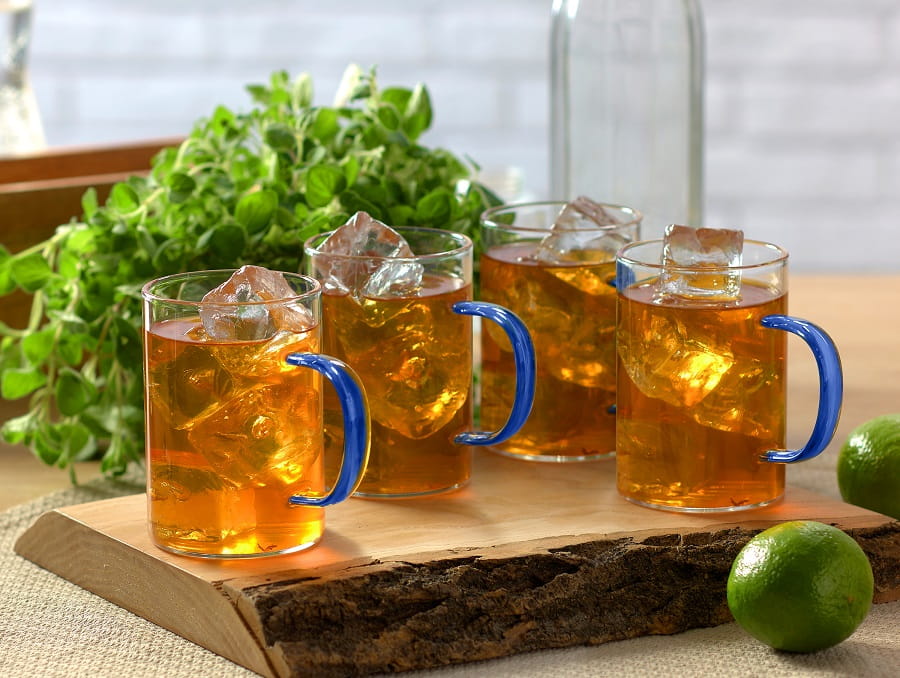 Zestaw szklanek żaroodpornych RENZA 4x 300ml z granatową rączką MGHOME