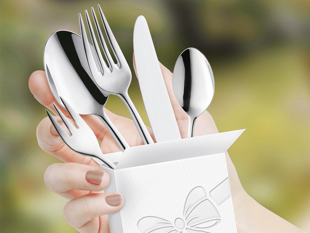 Sztućce obiadowe dla 12 osób pakowane w elegancki kartonik ozdobny Amefa Chopin 8420