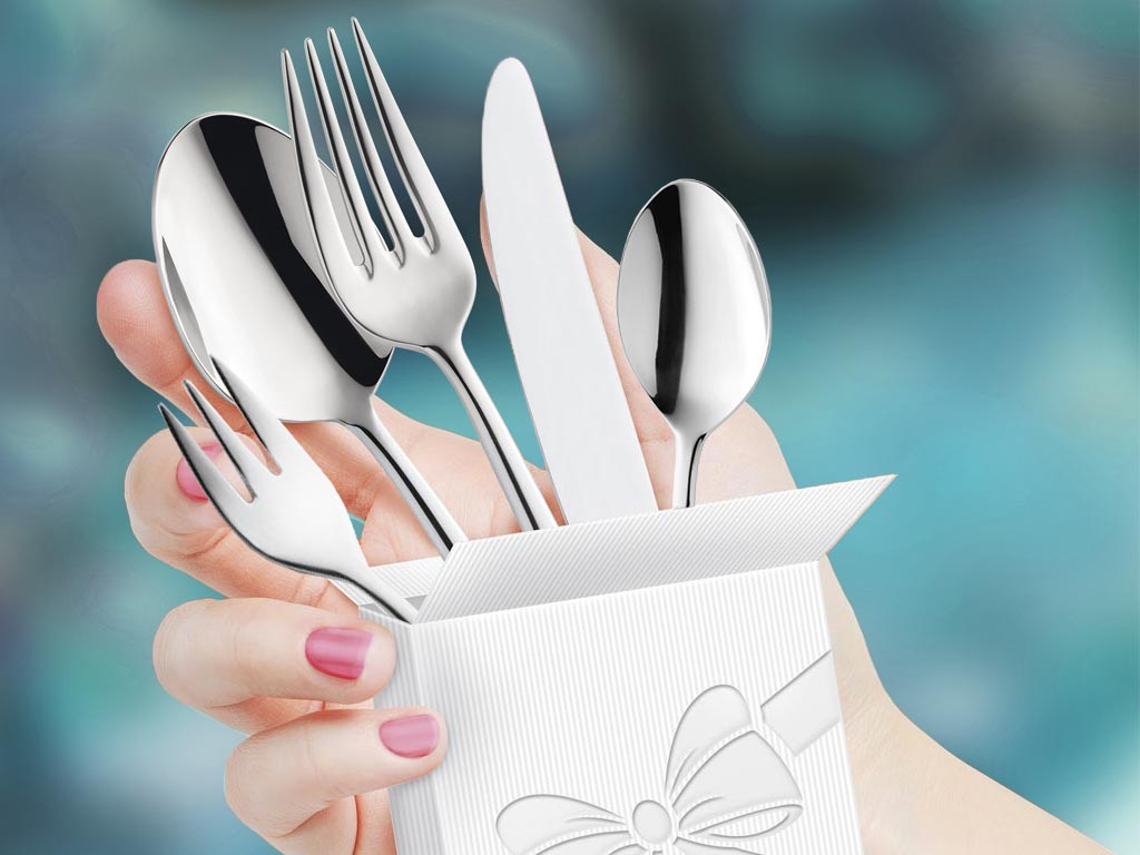 Szykowne sztućce pakowane w elegancki kartonik ozdobny Amefa Duke 5280
