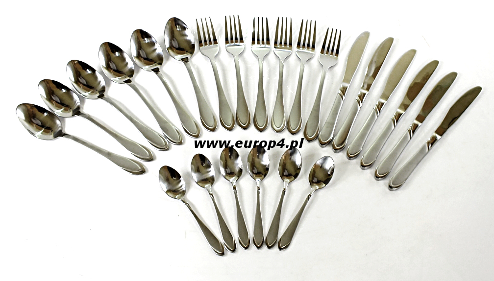 Sztućce Hoffner HF 38560 zestaw na 6 osób noże+widelce+łyżki srebro