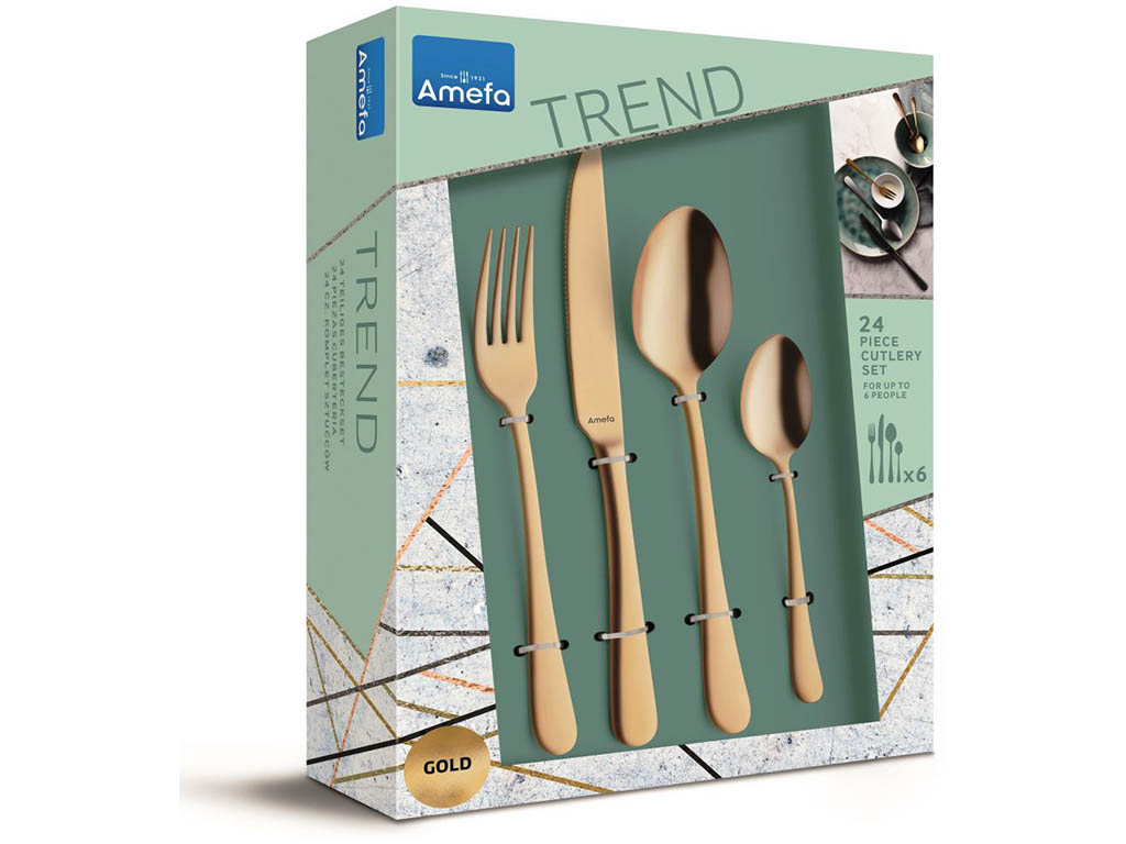 Zestaw sztućców dla 6 osób Amefa Austin 1410 Trend złoto