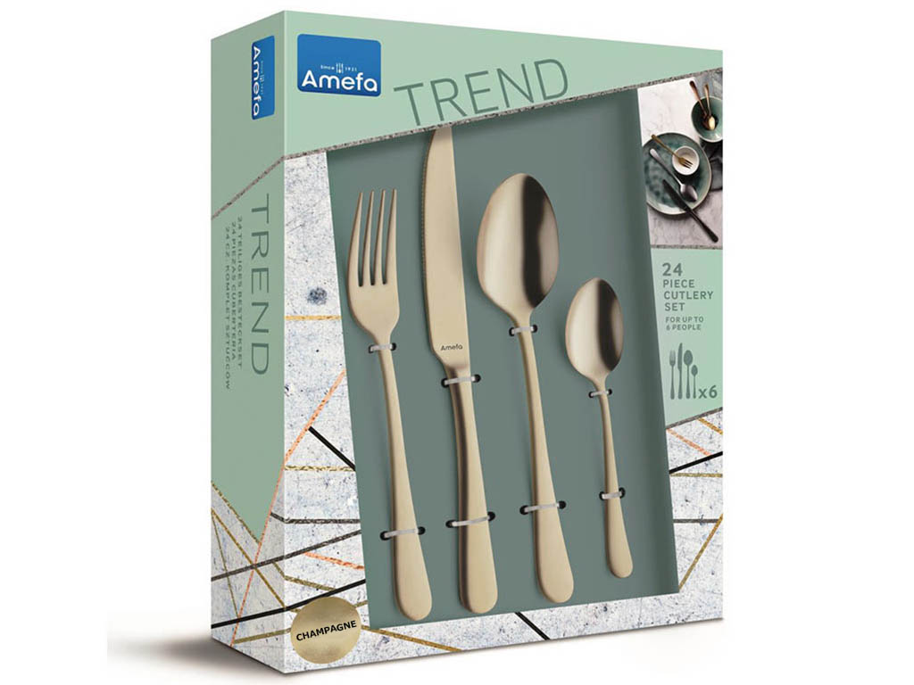 Zestaw sztućców dla 6 osób Amefa Austin 1410 Trend złoto champagne