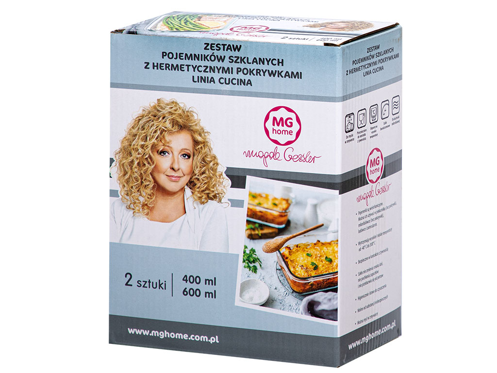 Zestaw 4 pojemników szklanych MG Home Cucina 1500/1000/600/400 ml żaroodporne