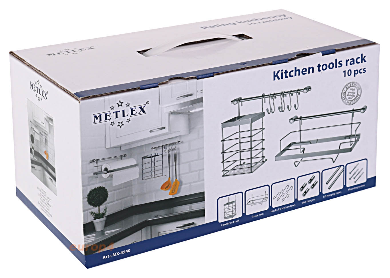 Półka Metlex MX 4540 wieszak stojak regał Reling Kuchenny