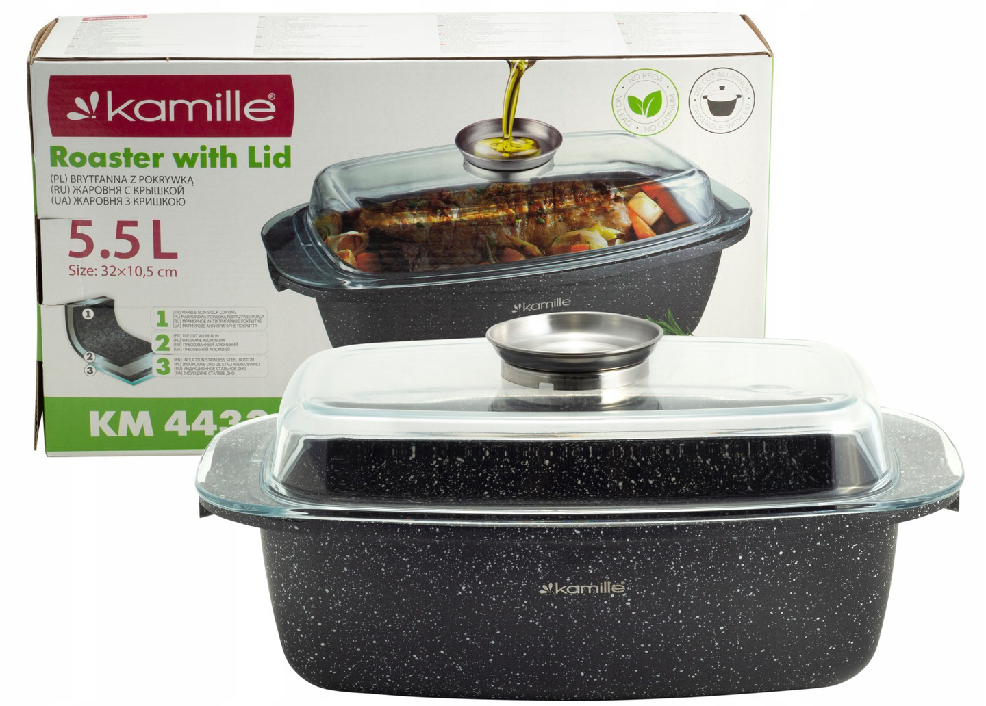 Brytfanna marmurowa 32 cm garnek Kamille KM 4433