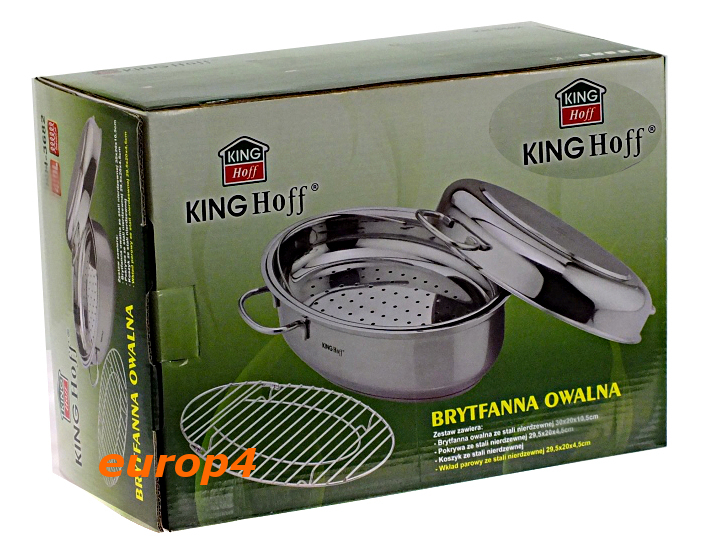 Brytfanna stalowa Kinghoff KH 3682 gęsiarka +Patelnia parowar