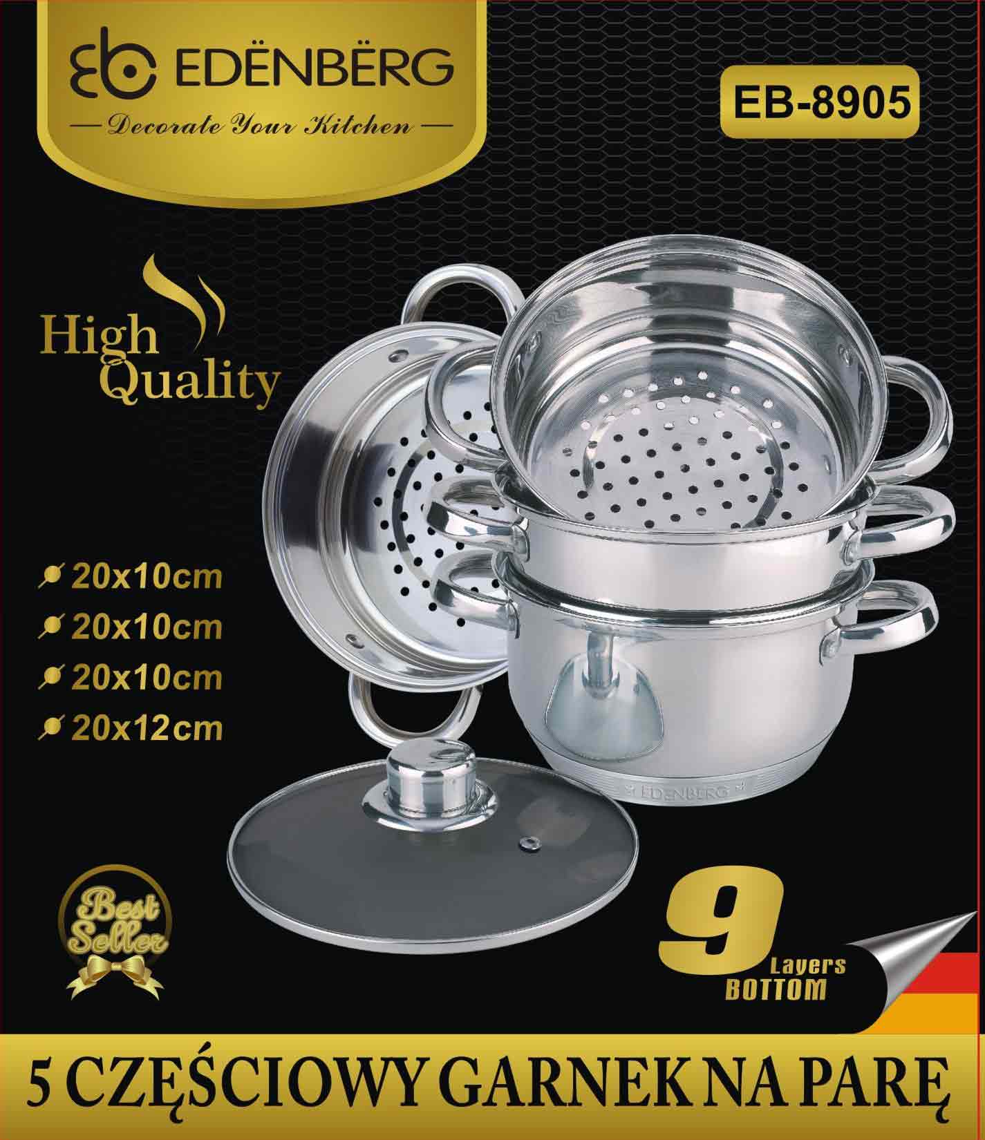 Garnek stalowy Edenberg EB 8905 20 cm garnki do gotowania na parze PAROWAR
