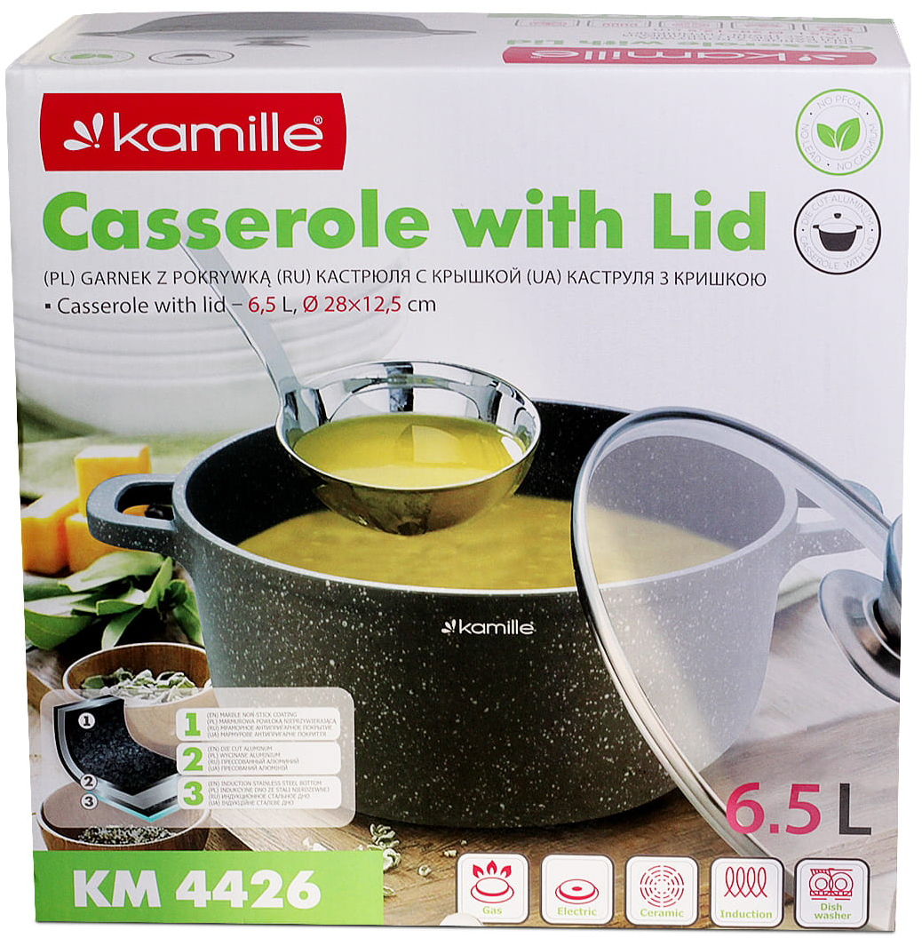 Garnek granitowy 28cm z pokrywką 6.5 L Kamille 4426