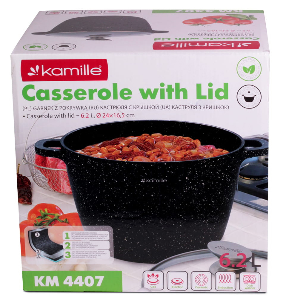 Garnek marmurowy 24cm z pokrywką 6.2 L Kamille 4407