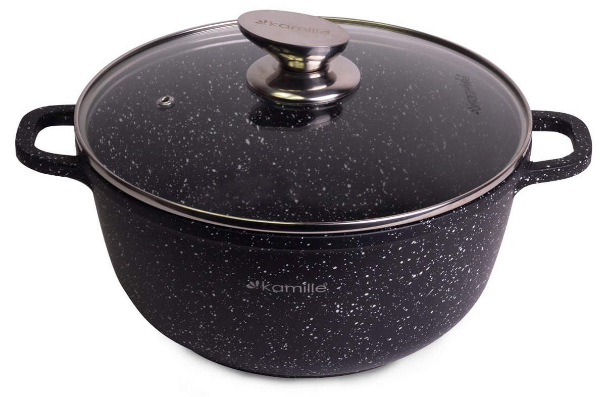 Garnek marmurowy 28cm z pokrywką 6.5 L Kamille 4406