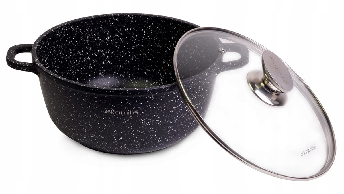 Garnek marmurowy 28cm z pokrywką 6.5 L Kamille 4406