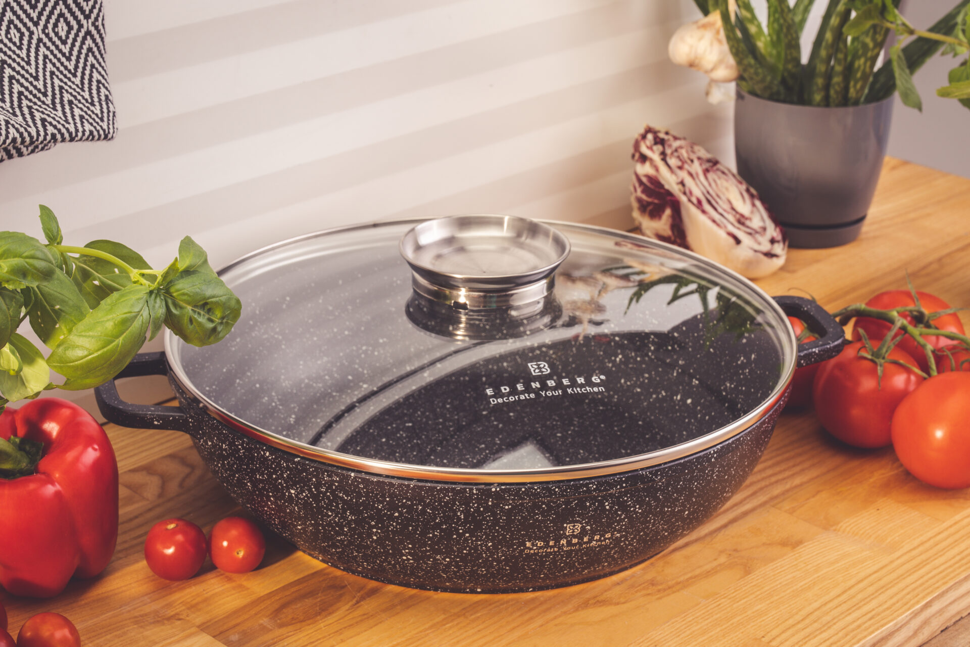 Garnek Marmurowy 32 cm EB 8135 Edenberg Brytfanna 5.5L płytka
