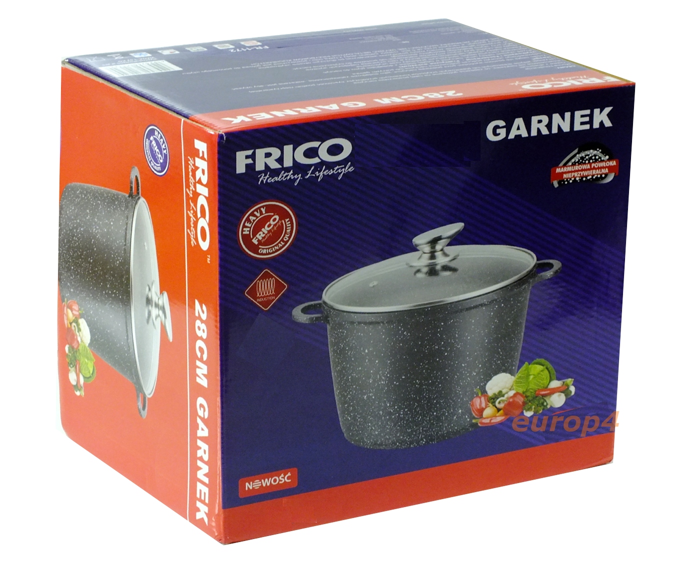 Garnek marmurowy z pokrywką Frico FR 1171 6,5 litra GAZ INDUKCJA