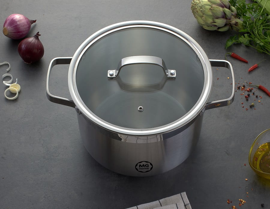 Garnek wysoki z pokrywką ze stali nierdzewnej 24 cm MG Home Professional