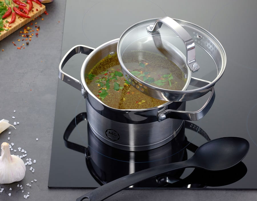 Garnek z pokrywką ze stali nierdzewnej 18 cm MG Home Professional