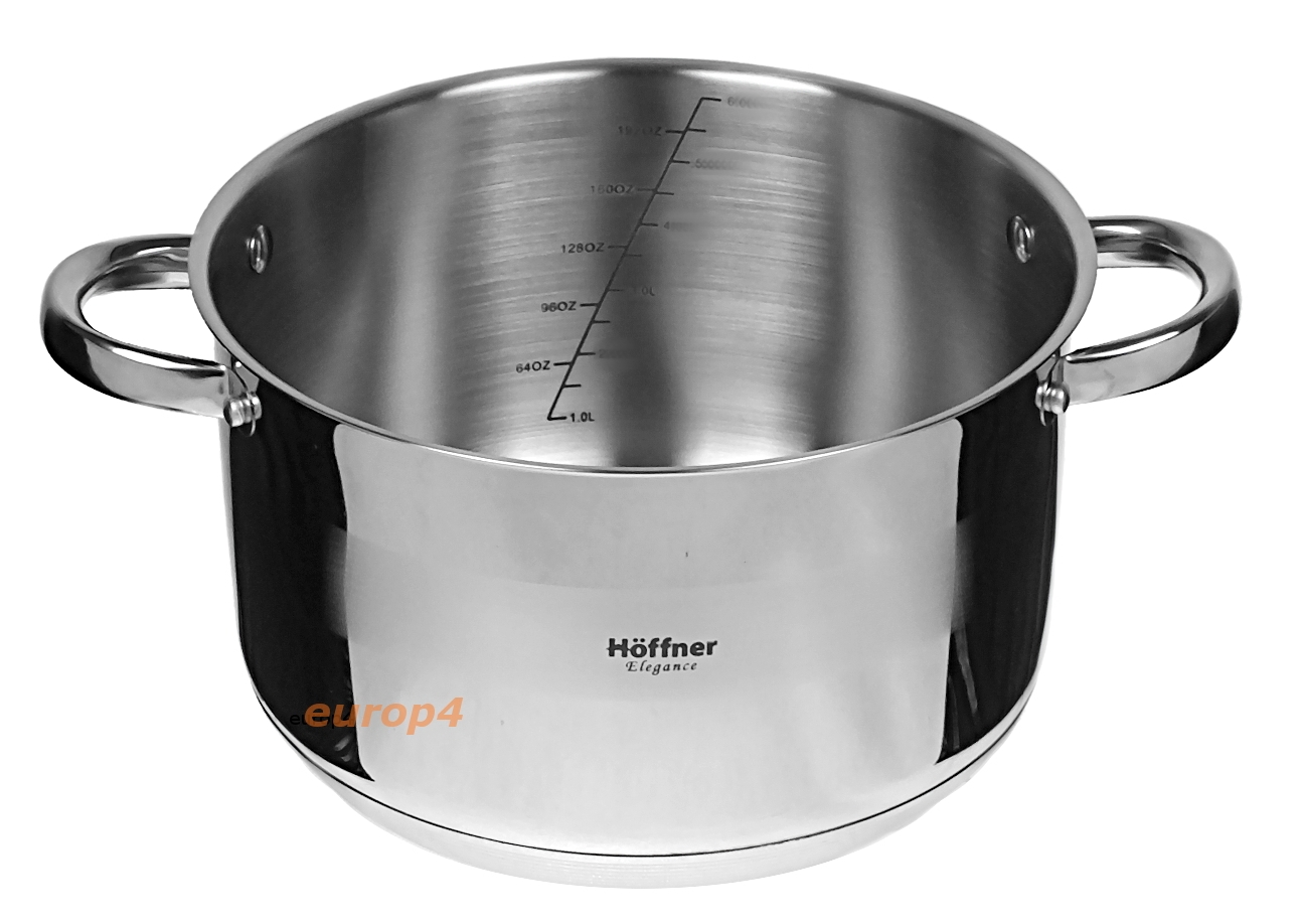 Garnek z grubym dnem ze stali z pokrywką Hoffner HF 4495 15 L GAZ INDUKCJA