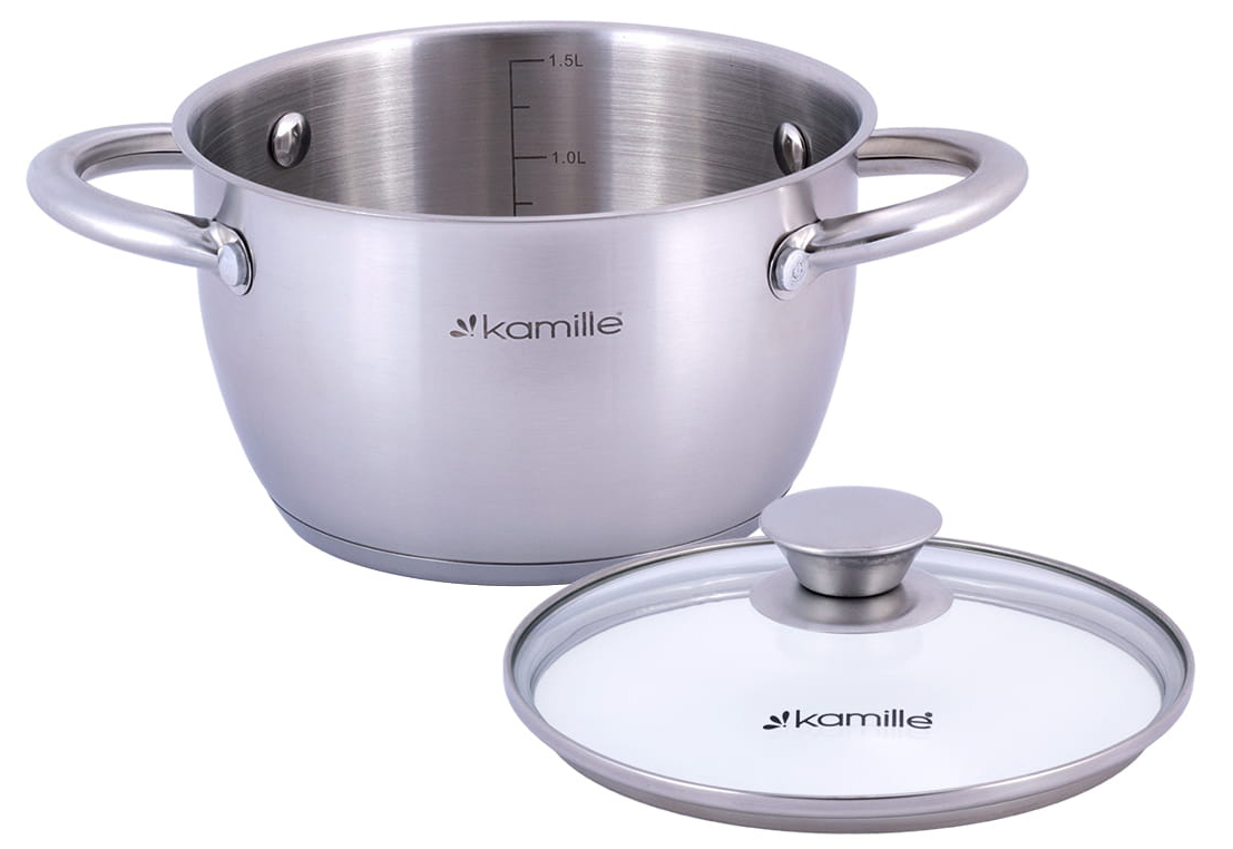 Garnek ze stali nierdzewnej 1.5L z pokrywką 16cm Kamille KM 4900