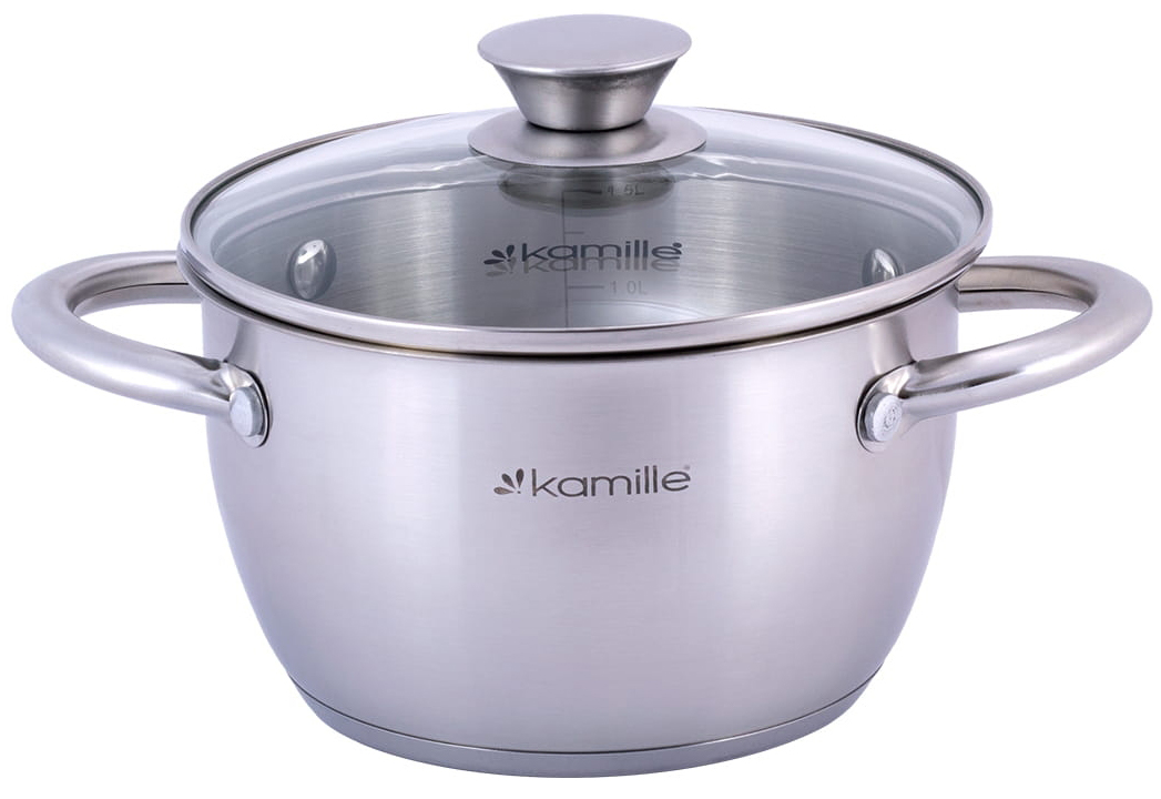 Garnek ze stali nierdzewnej 1.5L z pokrywką 16cm Kamille KM 4900