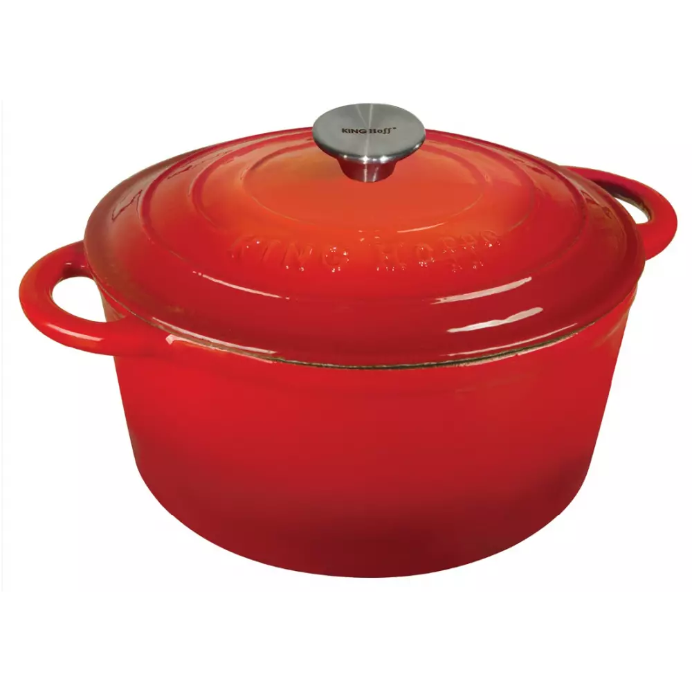 Garnek z pokrywą żeliwny 21cm 2.5L czerwony KH-1614 KingHoff