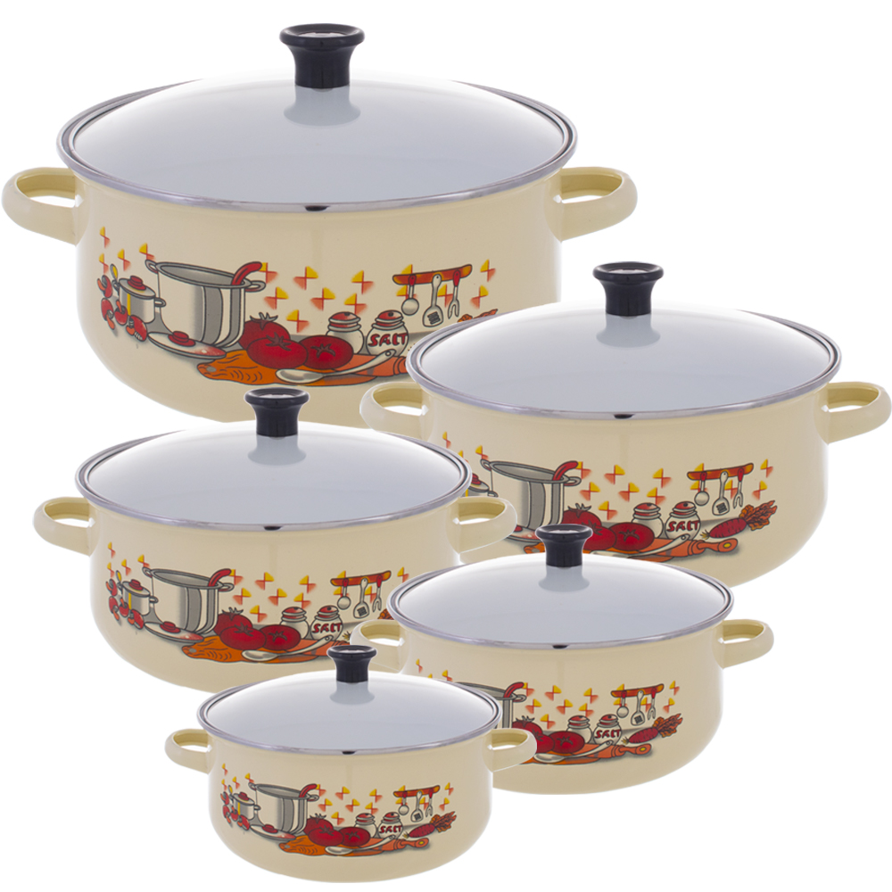 Garnki emaliowane Klausberg KB 7170 zestaw garnków emaliowane garnek GAZ emalia Cream
