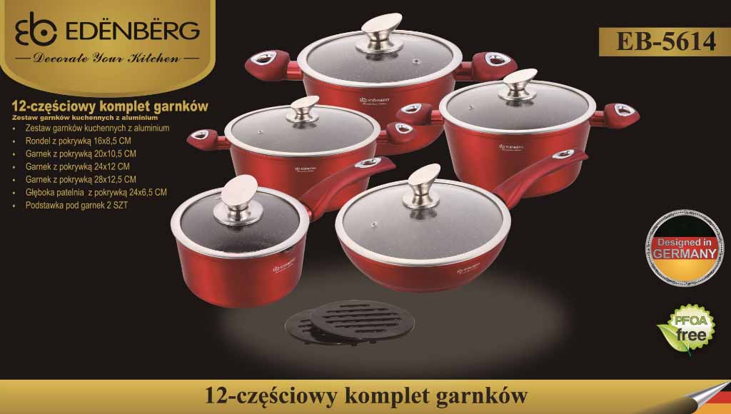 Garnki marmurowe Edenberg EB 5614 w pudełku