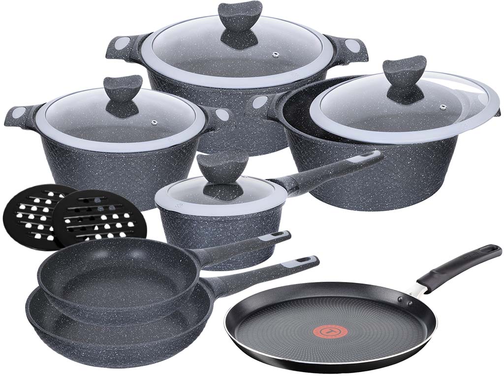 Garnki granitowe GierCook w zestawie z patelnią Tefal