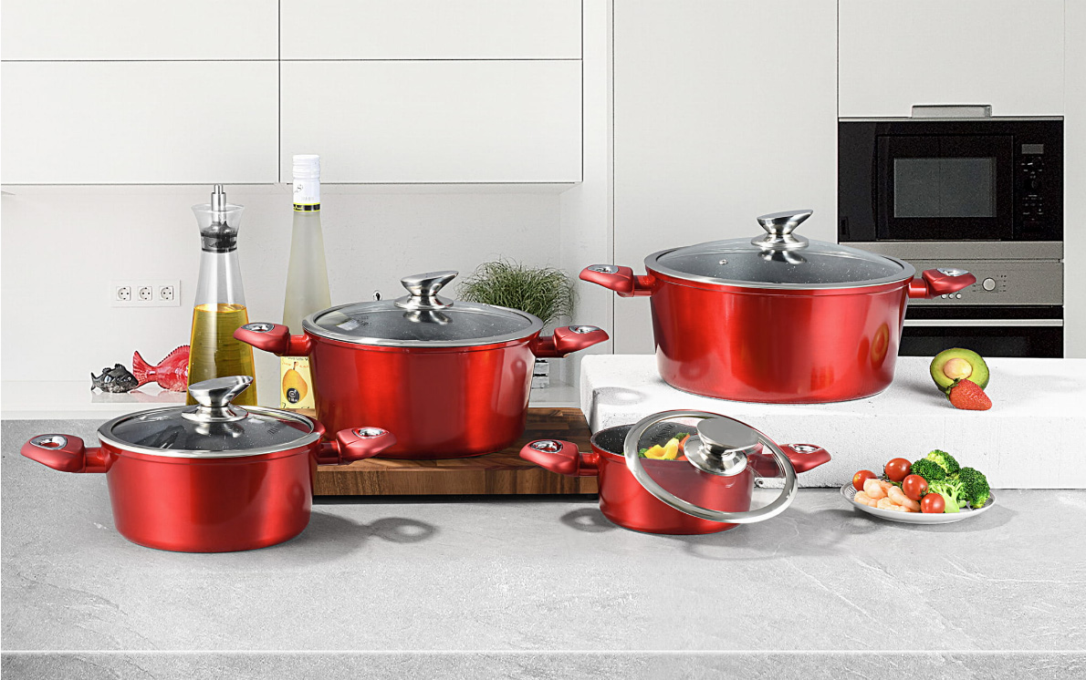 Garnki marmurowe Zilner ZL 8551 Indukcja 8 el zestaw garnków