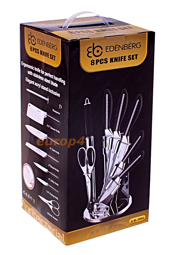 Noże Edenberg EB 904 kuchenne stalowe +stojak zestaw metal