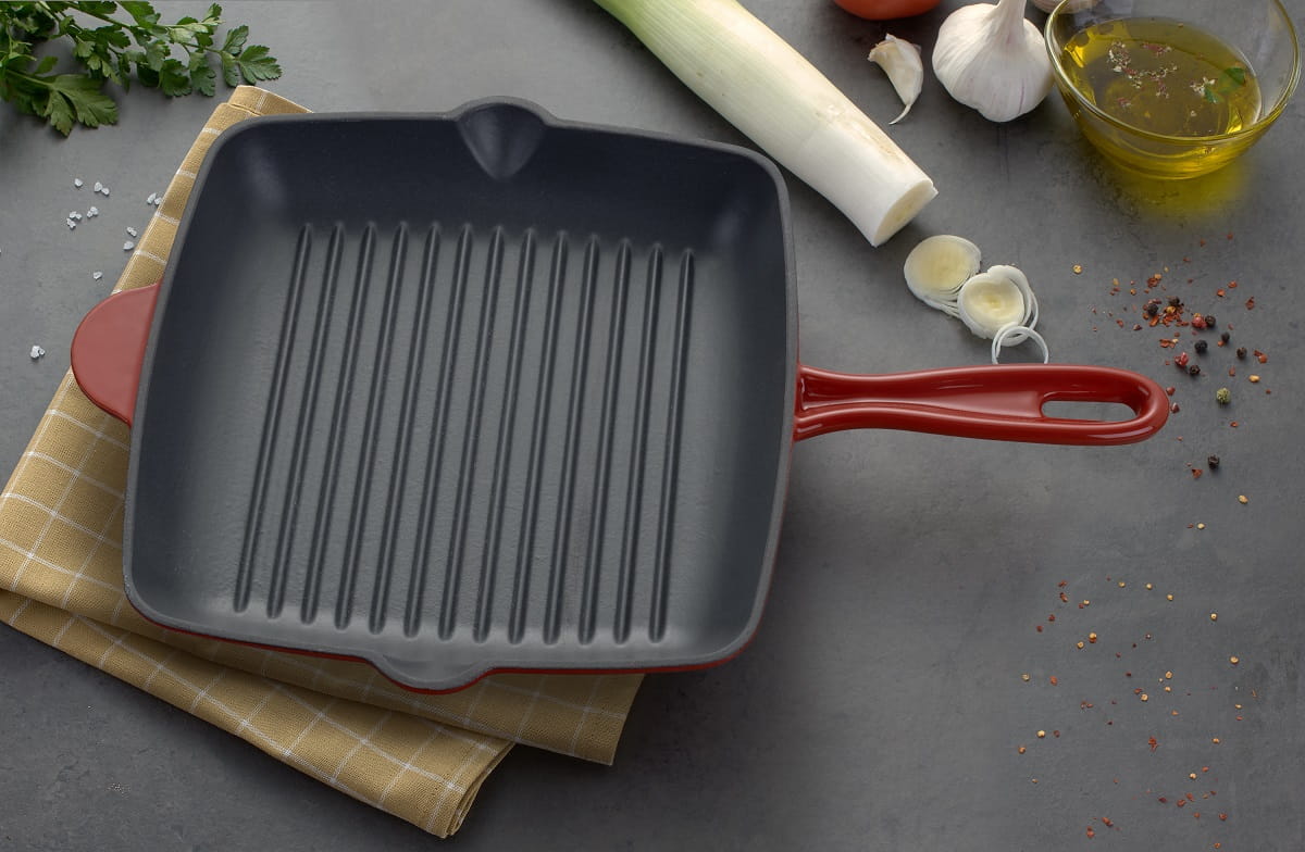 Patelnia grillowa żeliwna 26 cm z powłoką emaliowaną MG Home Immortale
